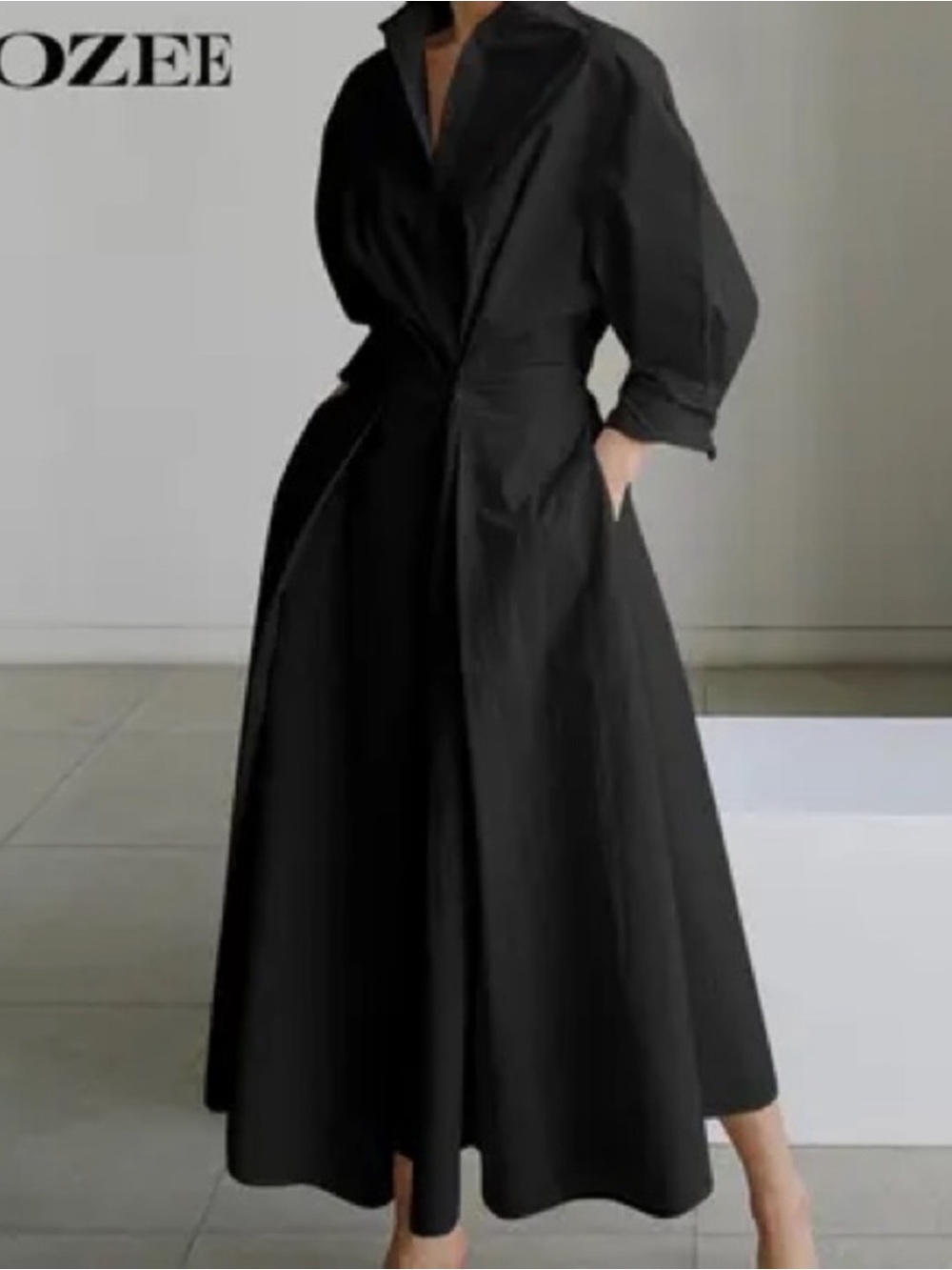 UOOZEE Black Long Sleeve Maxi Dress